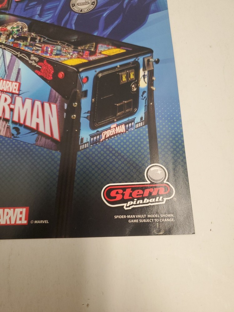 Marvel Spider-Man Vault Edition Flyer/Brochure Ad Stern Pinball Machine Artwork