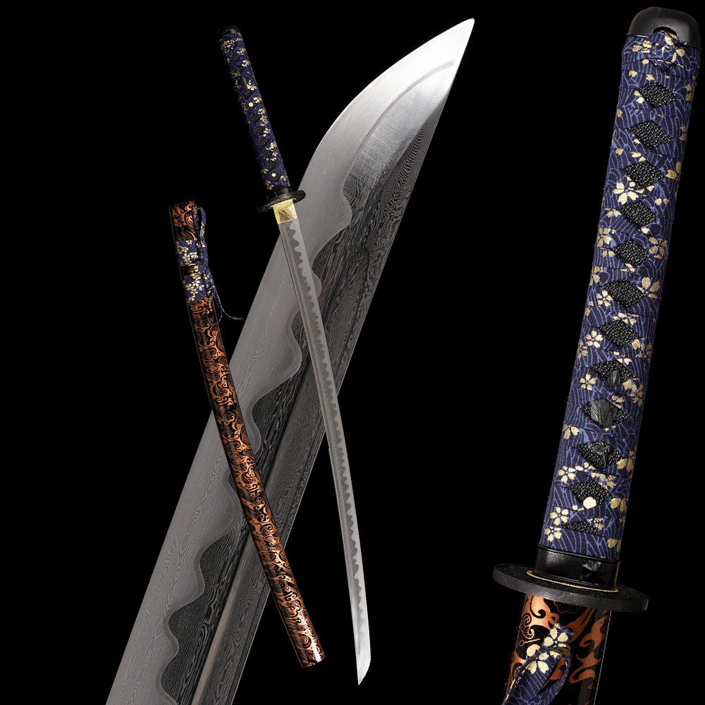 41'' Handmade Blade Sharp Katana Japanese Samurai Sword Damascus Folded Steel