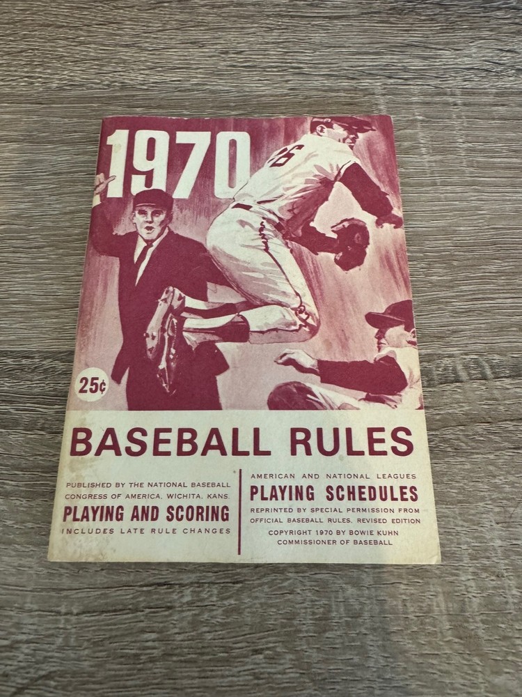 1970 Baseball Rules Guide Baseball Schedules