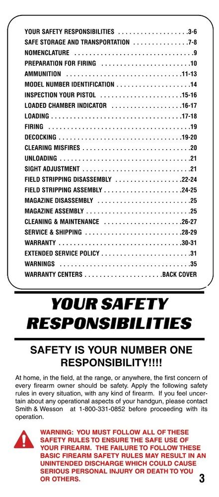 SMITH & WESSON 1911 Owners Manual