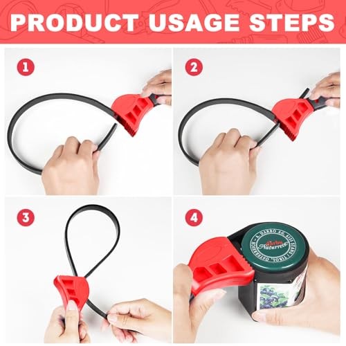 2-Pack Strap Wrench Set, Rubber Strap Adjustable Wrench, Oil Filter Wrench Red