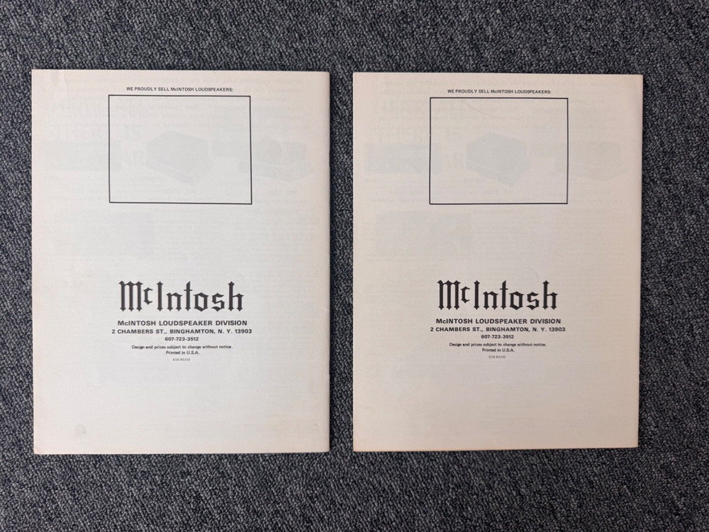 MCINTOSH 12 VARIOUS SPEAKERS MANUALS