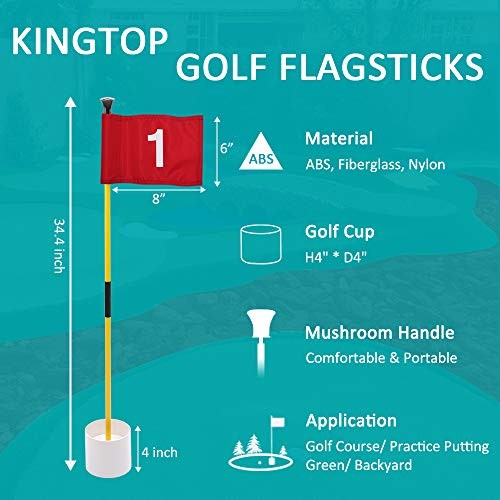 Golf Flagsticks Mini, Putting Green Flag for Yard, 4 Pack- Red Flags #1,2,3,4