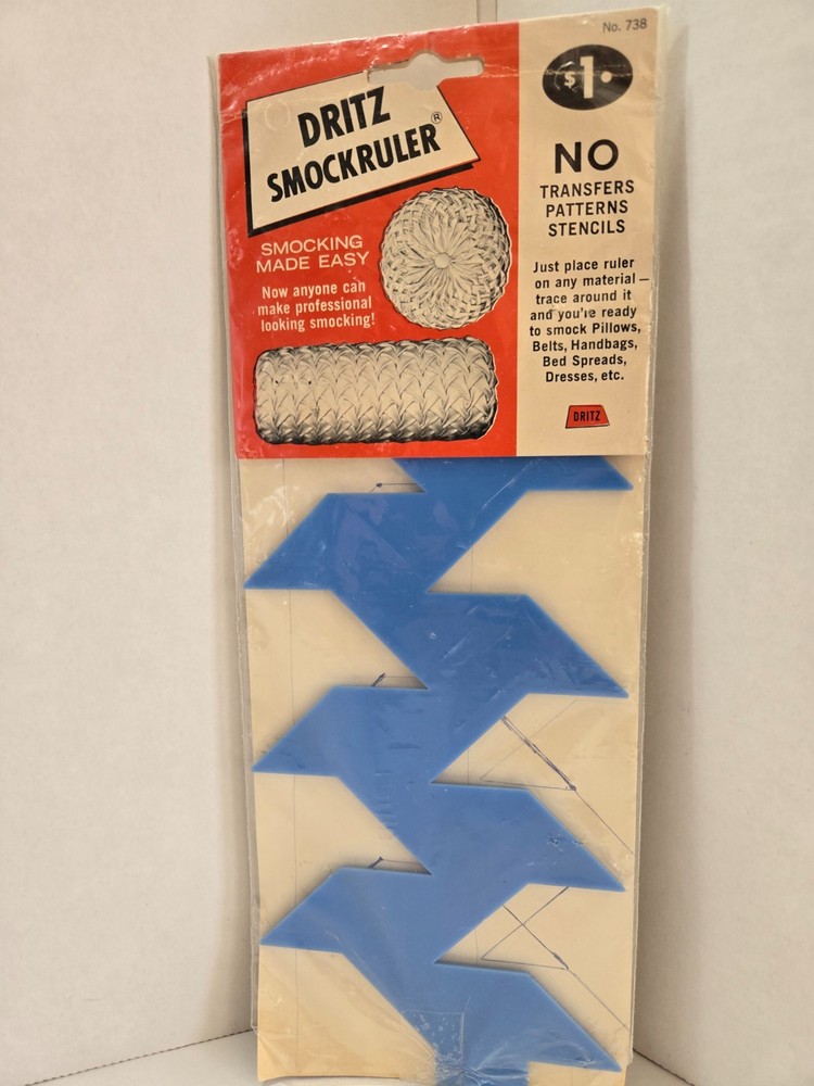 Vintage DRITZ Smockruler #738 Smocking Made Easy Ruler - Original Package