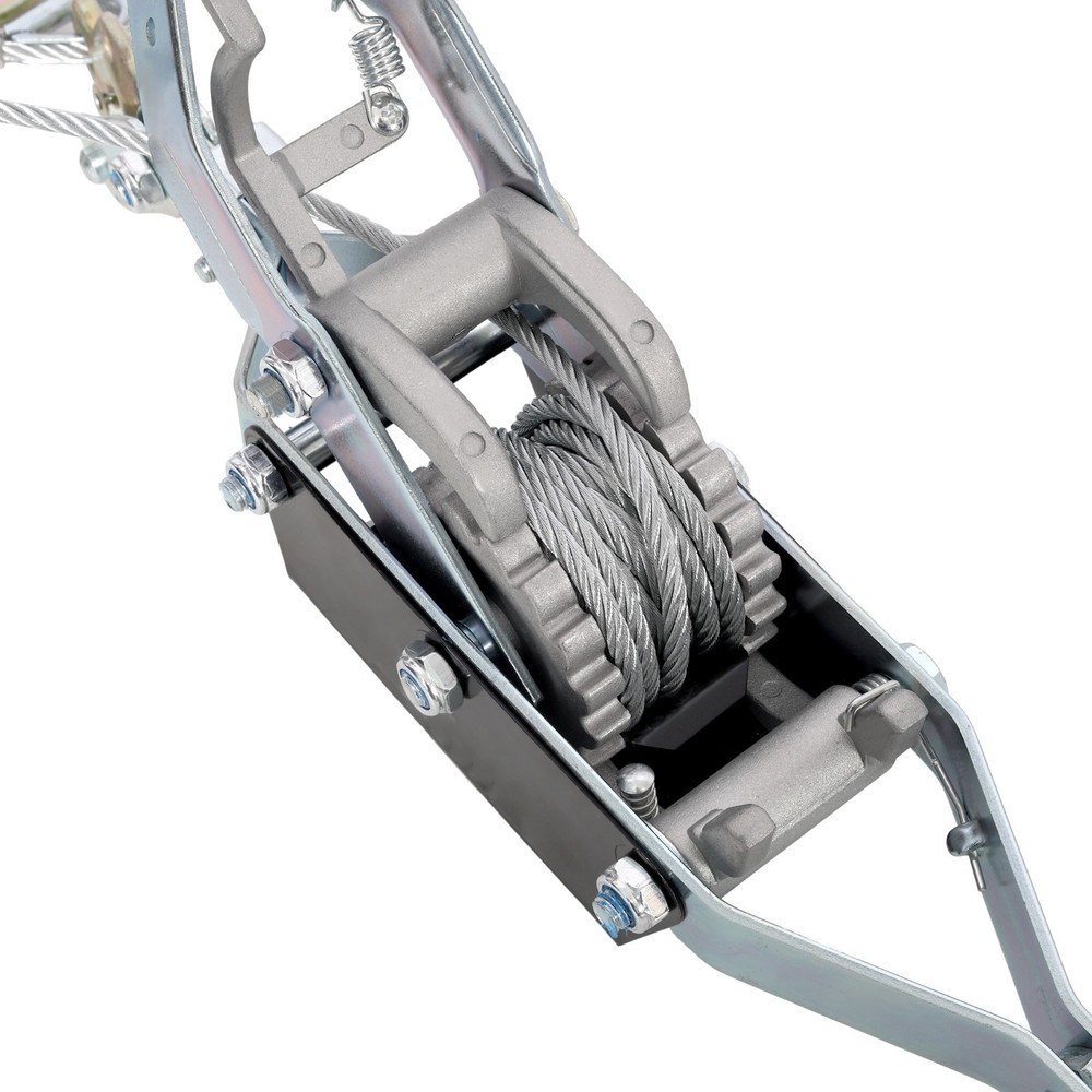 4T Dual Gear Winch Puller 12FT Cable 3 Hooks Easy Hand Ratchet System