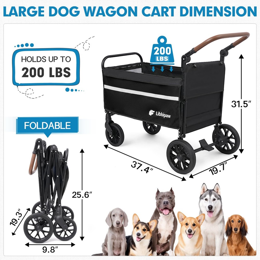 AllTerrain Dog Wagon for Medium Large Pets up to 200lbs Foldable Stroller
