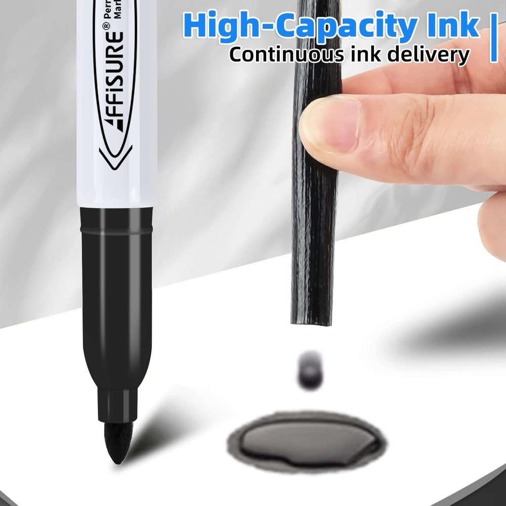 Permanent Markers, Black, Blue, Red, 15 Pack, Fine Point - Smudge Proof