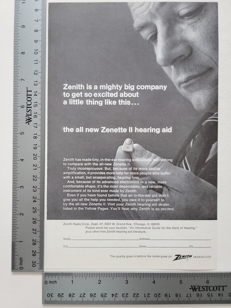 Zenith II Hearing Aids Print Ad / Poster Authentic Promo Art