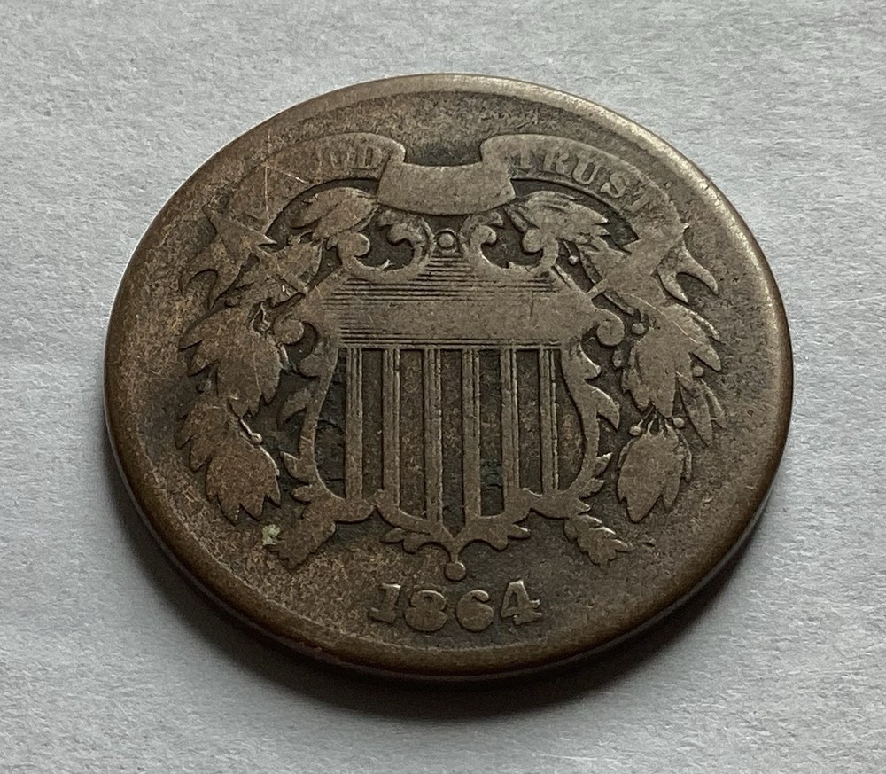 US 1864 Two Cent Coin/ Antique American Coin