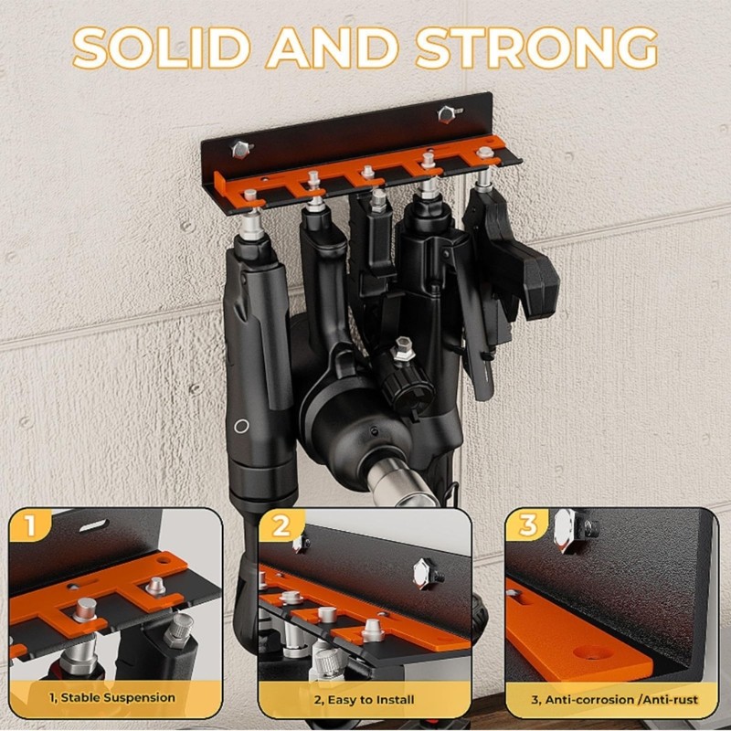Secure Pneumatic Tool Storage Walls Mount Heavy Five Position organizers