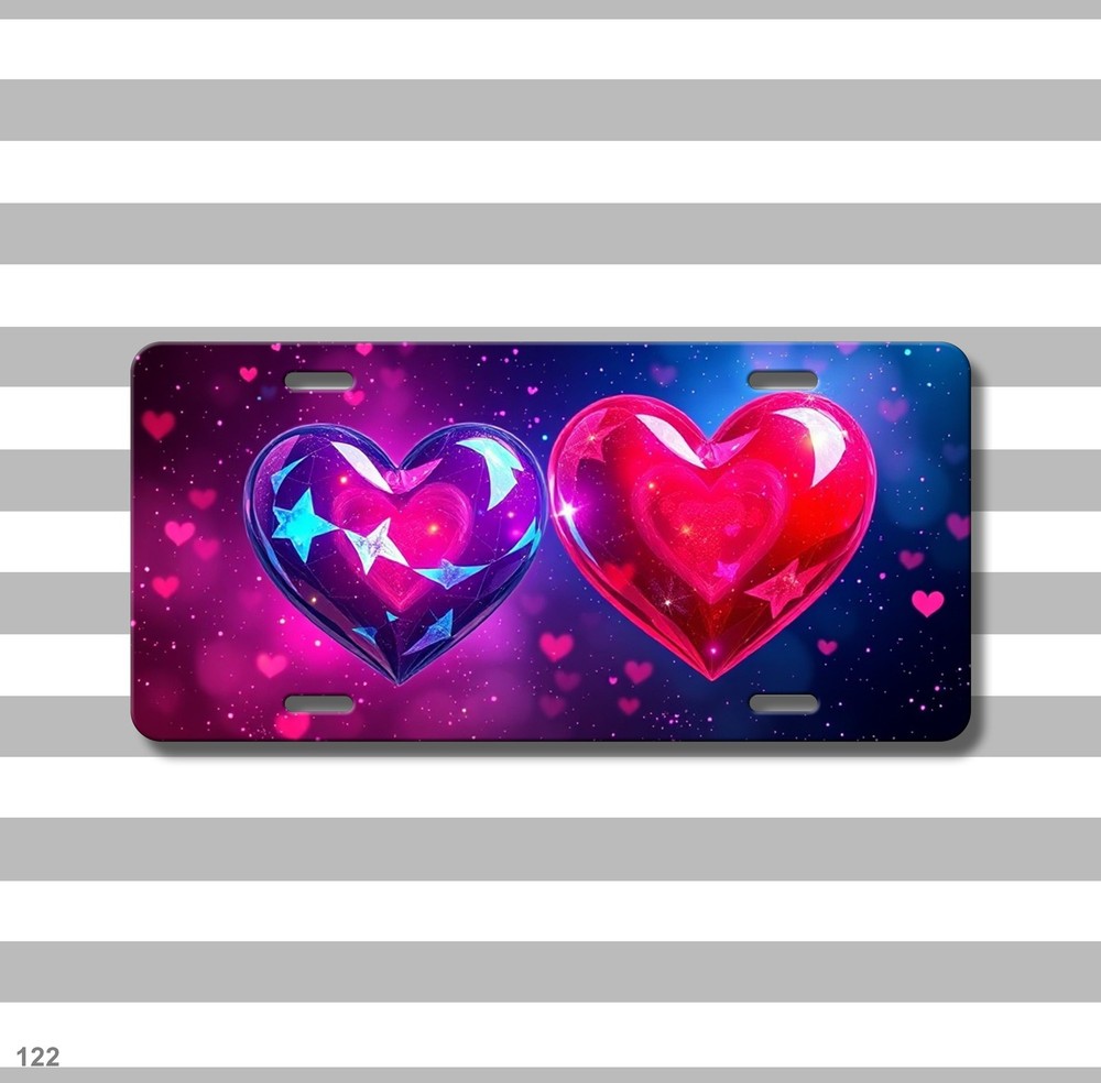 Romantic Hearts License Plate Personalized Auto Tag Gift Idea
