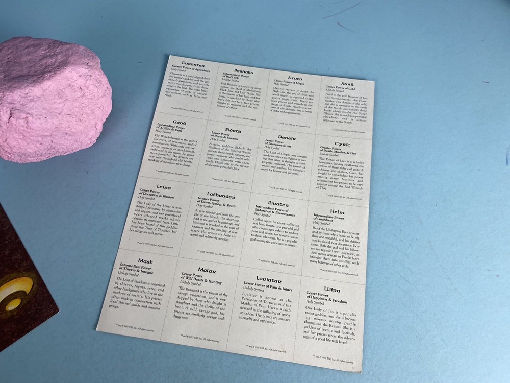 Token Sheets Only - Forgotten Realms Campaign (1st edition, 1993)