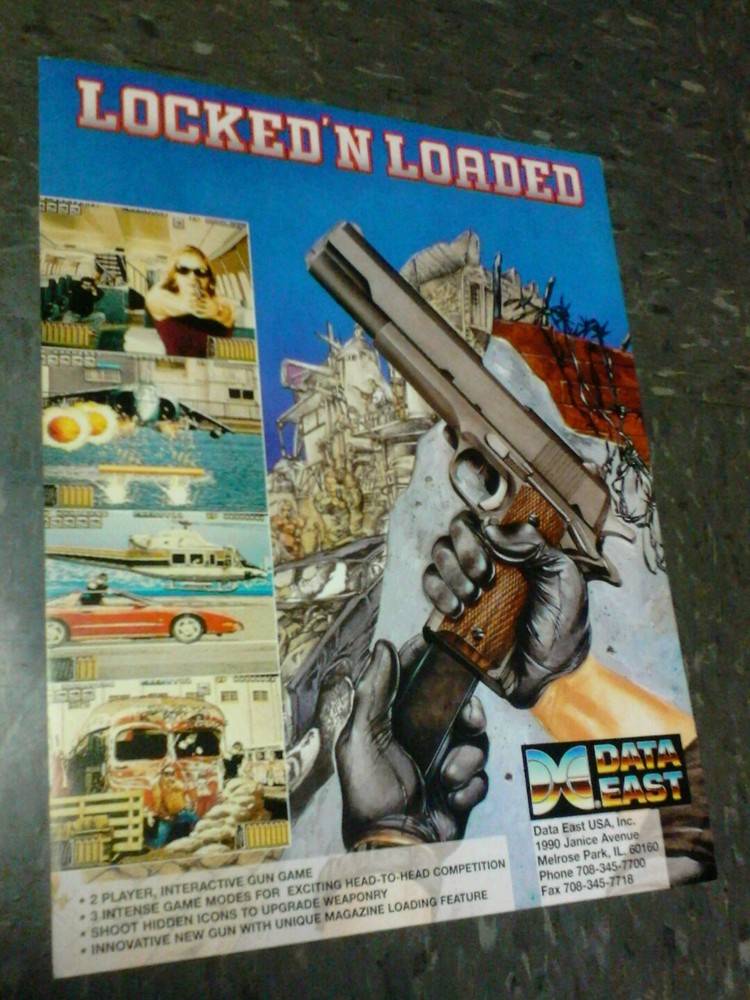 Data East LOCKED'N LOADED flyer- good original