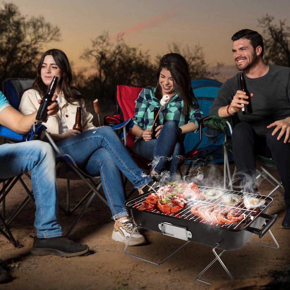 Tabletop Grill W/ Portable Design &Charcoal Cooking Efficient Backyard BBQ