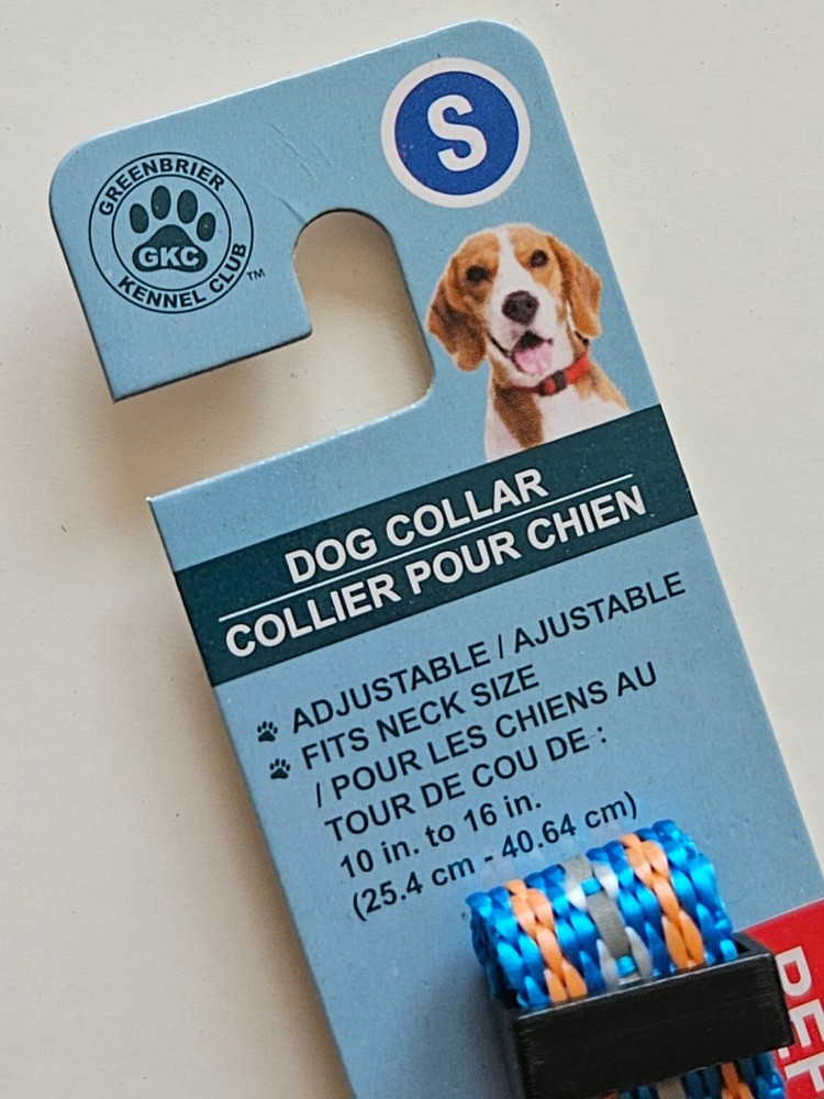 Reflective Polyester Dog Collar - Size: Small / 10" - 16" / Adjustable