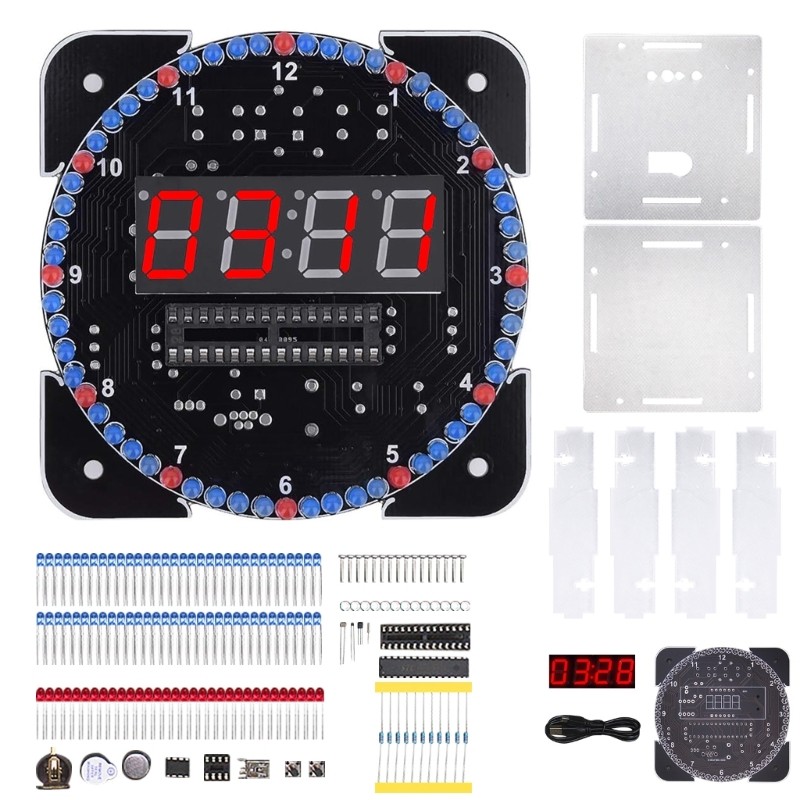 DIY Electronic Clock Set, Multifunction Light Control Soldering Practice Set
