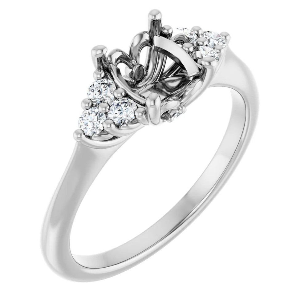 Oval 12x10mm Semi Mount Ring Setting 925 Sterling Silver Side Stone Topaz