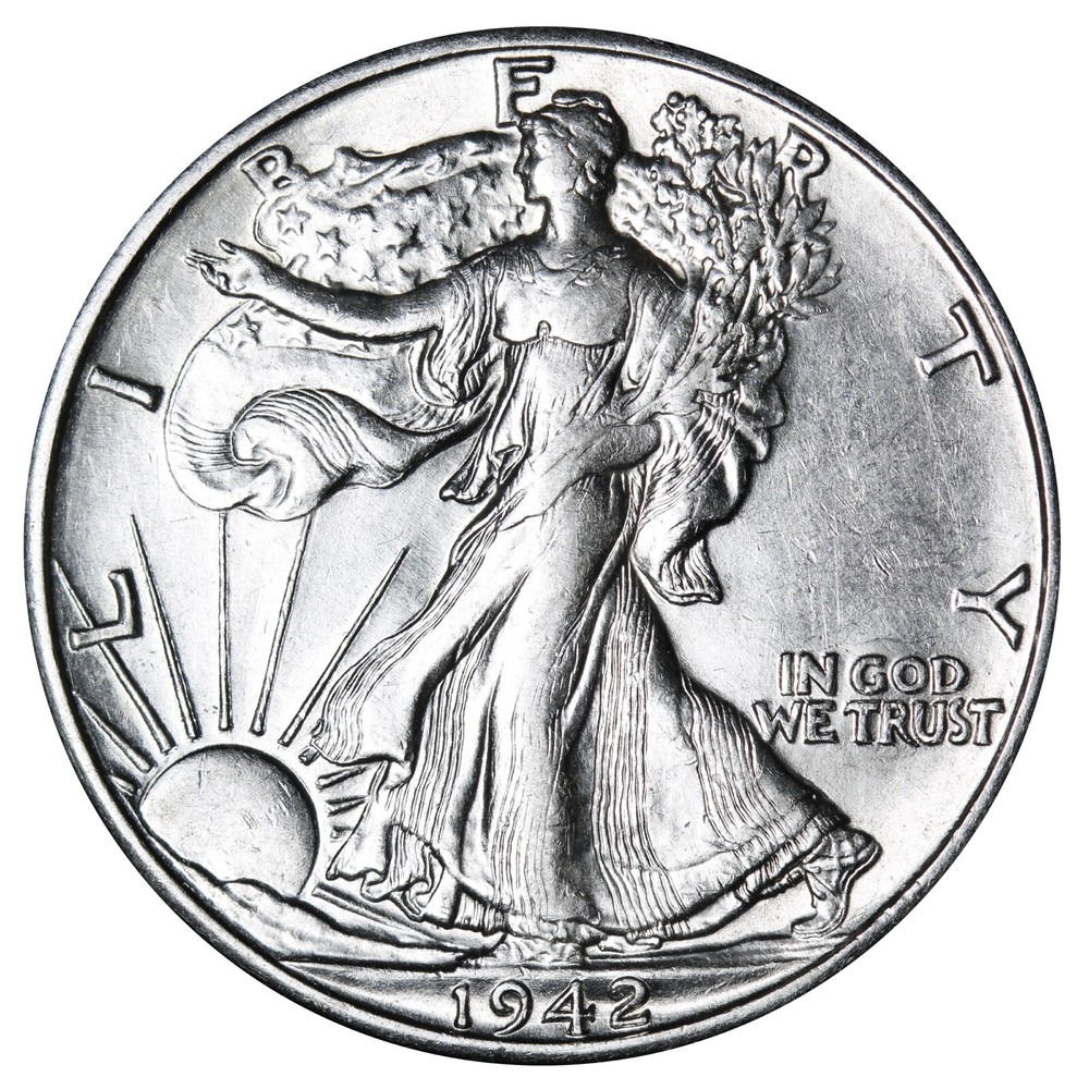 1942-D Walking Liberty Half Dollar In AU Condition