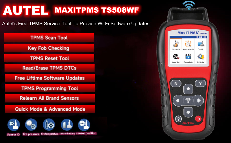 AutelMaxiTPMS TS508WF Programming/Relearn/Activation/Reseat/Diagnostic Tool Kit