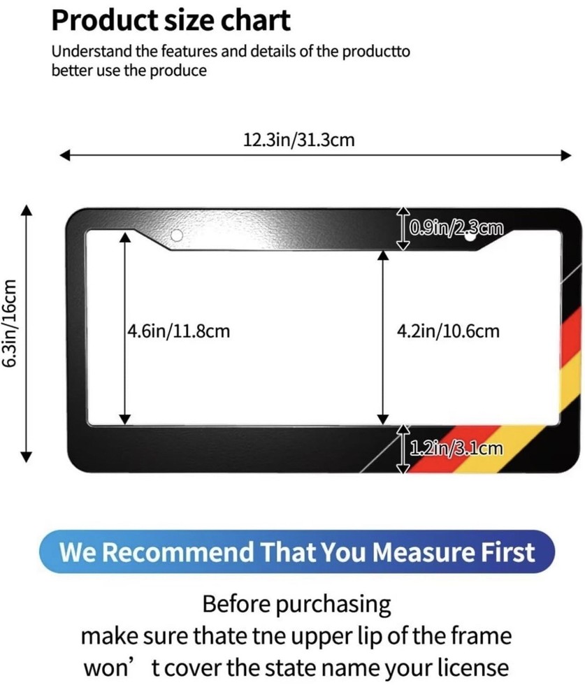 German Flag License Plate Frame Two Sides