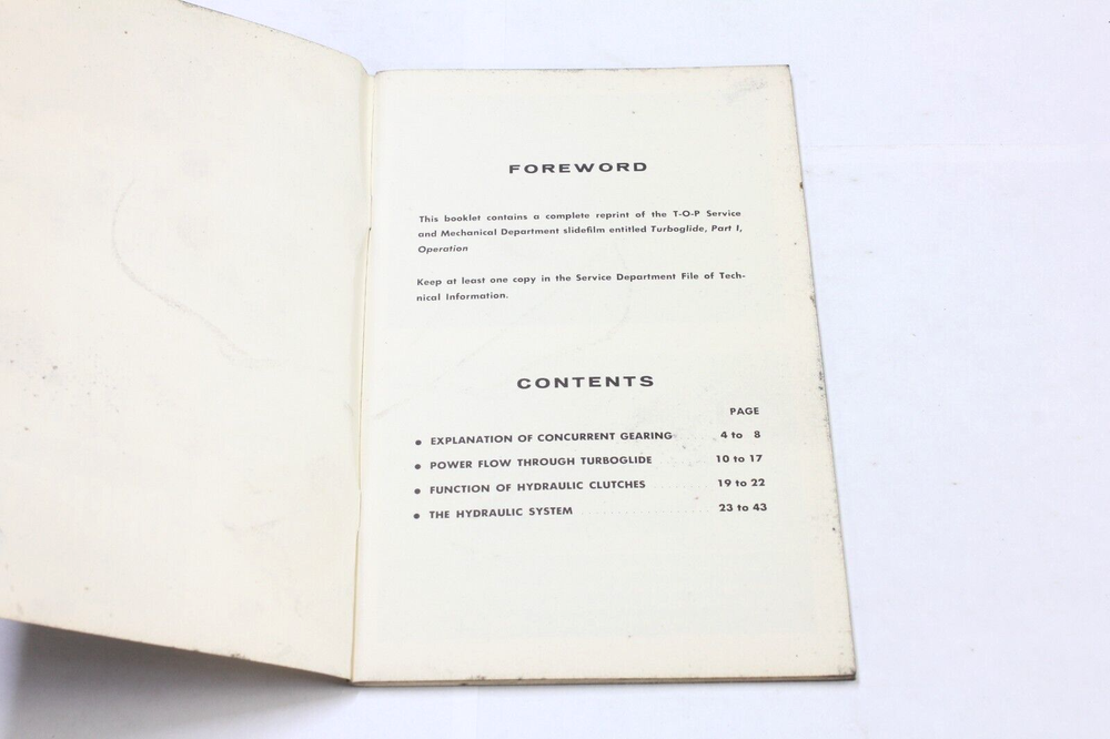 TOP 58, Turboglide operation manual, Part I