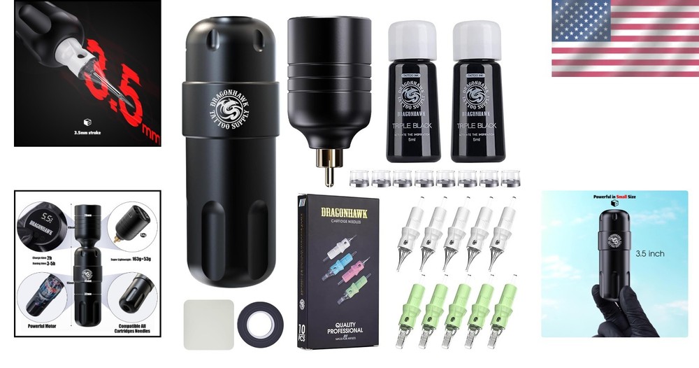 Wireless Tattoo Machine Kit with Ergonomic Design and Safety Inks for Beginners