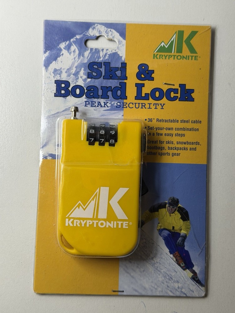Kryptonite Yellow Retractable Combination Ski & Board Lock Ski Snowboard