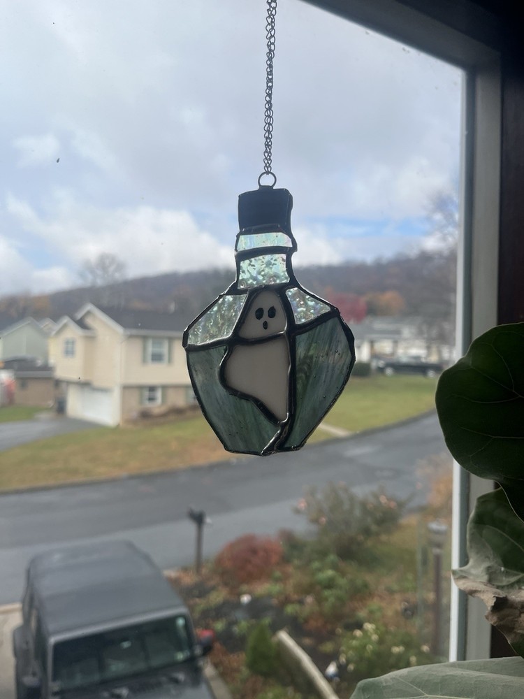 Stained Glass Ghost Potion Bottle