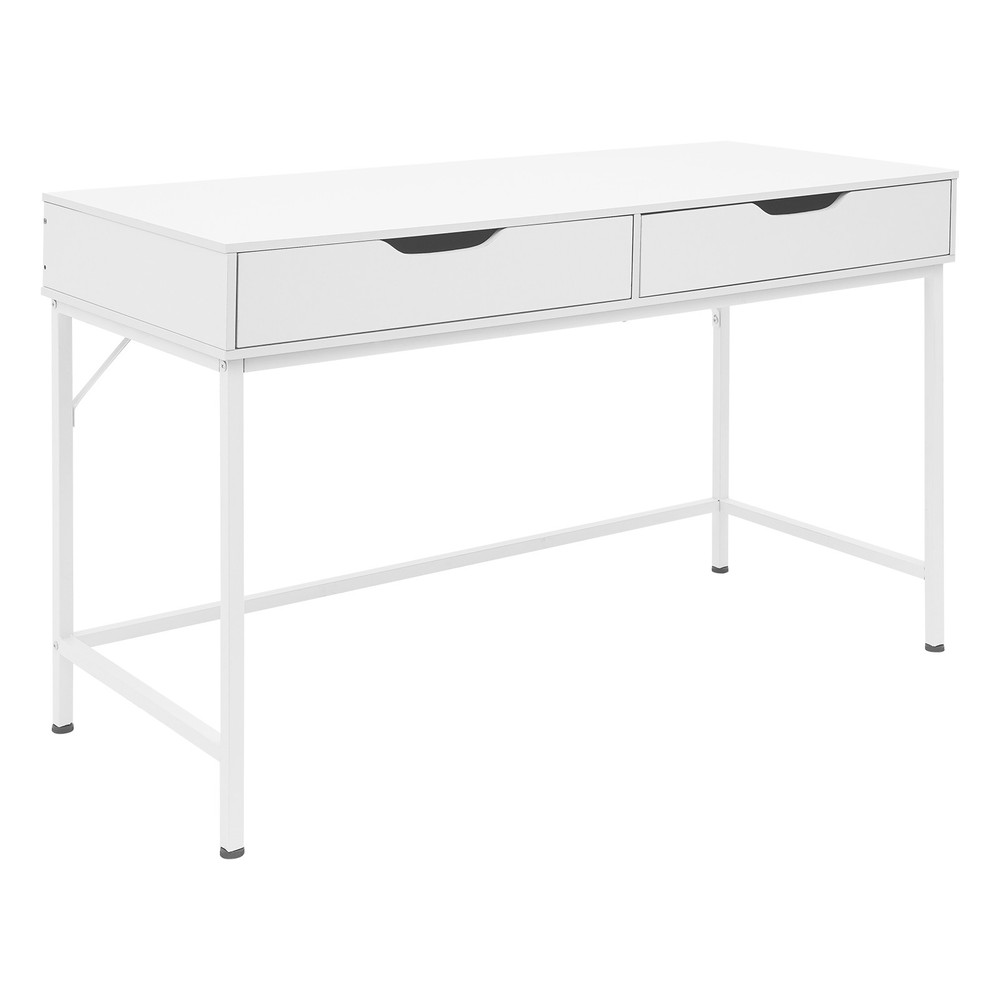 Computer Desk with 2 Drawers & Metal Frame Modern Study Writing Office Table