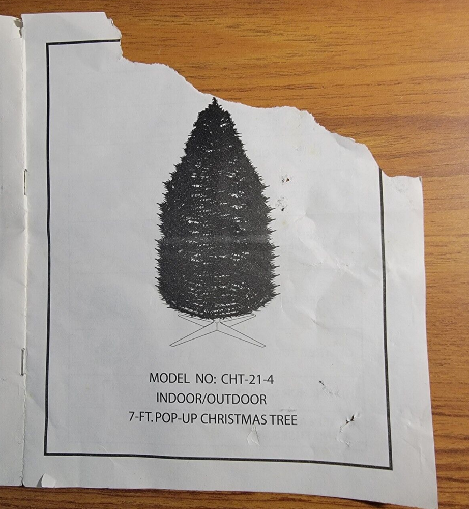 7ft. Pop up Christmas Tree CHT-21-4 Assembly Manual