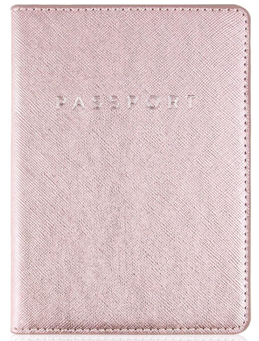 Passport holder pink metallic with RFID blocking