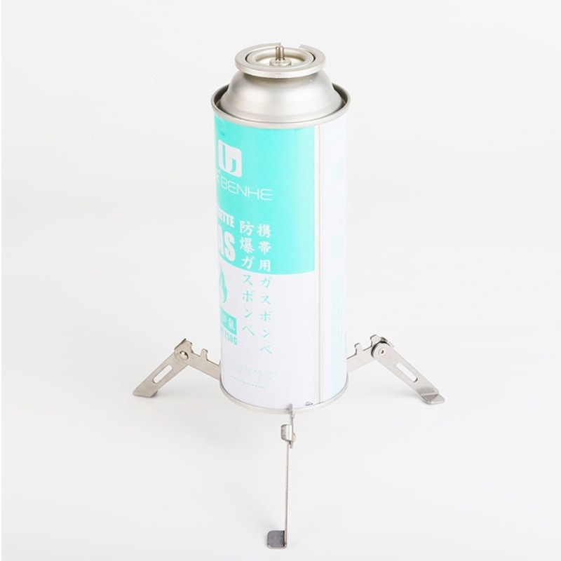 Stainless Iron Camping Gas Canister Stand Triangular Base Stability Enduring