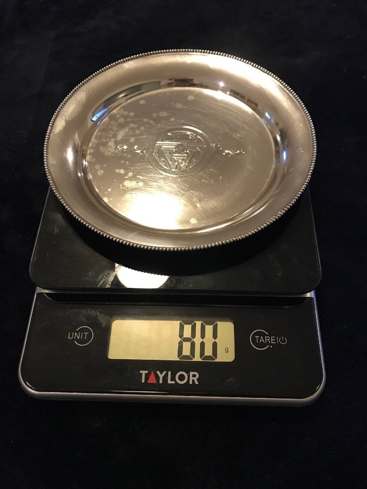 Sterling Silver Large Dish Monogrammed “MWJ”