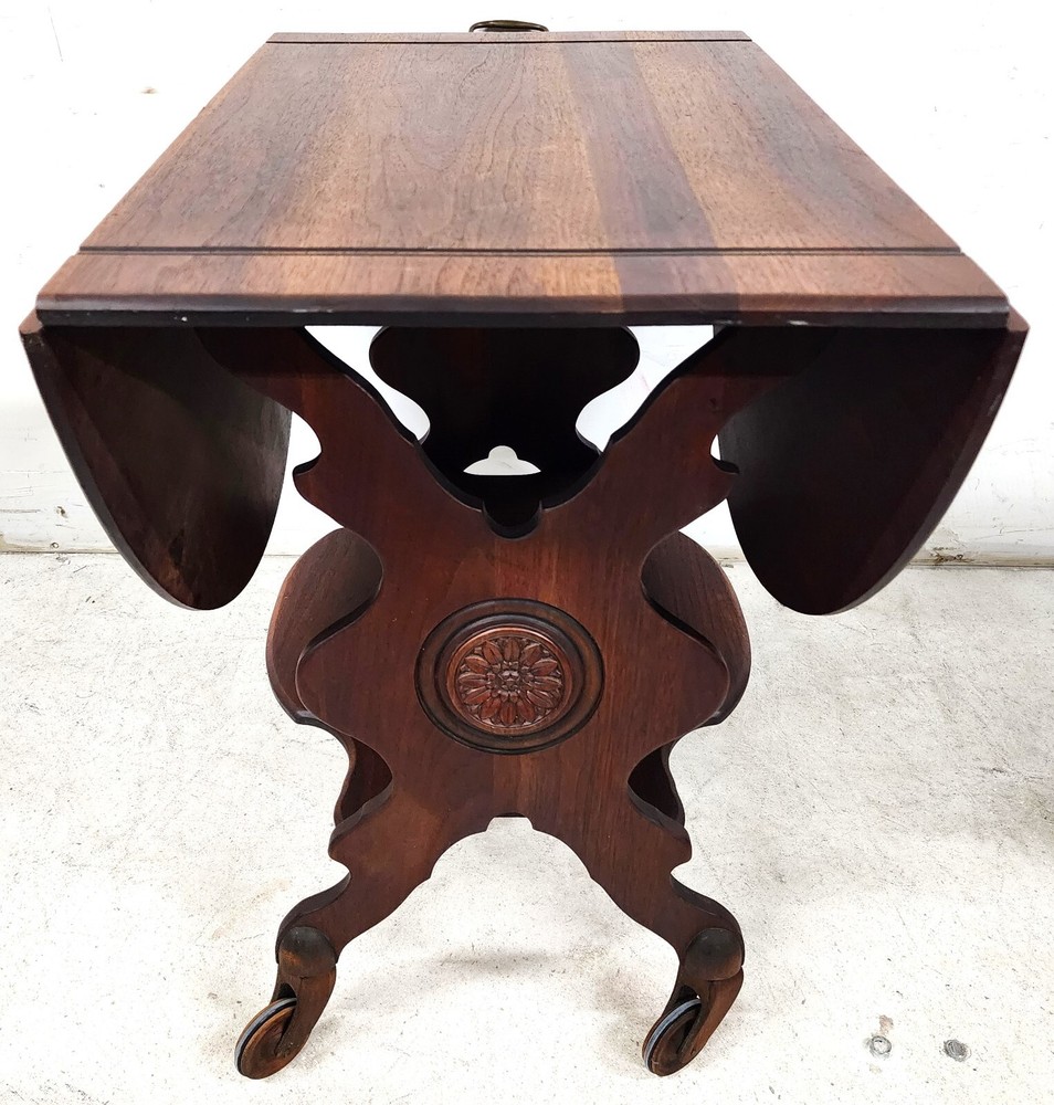 Antique Serving Cart Sideboard Drop Leaf Rolling 1800s