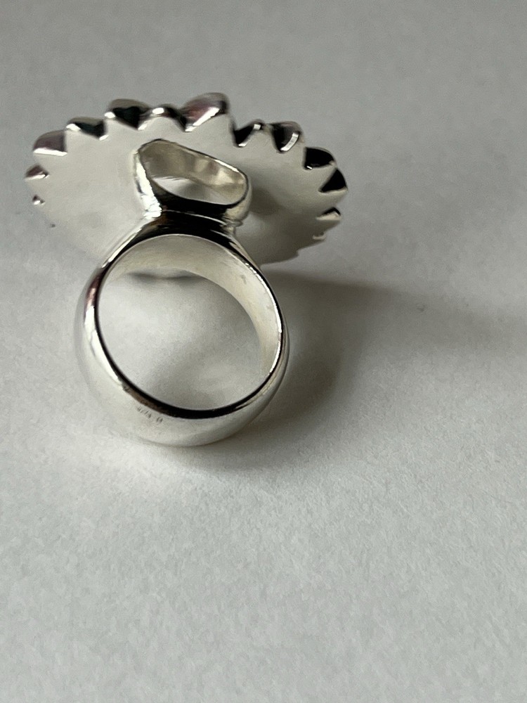 Artisan Sunflower Ring 925 Sterling Silver Size 8 Boho Statement Piece