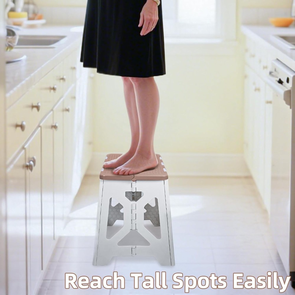 Foldable Step Stool 1 Pack 12.9” Tall up to 300 lb Sturdy Plastic Folding Step