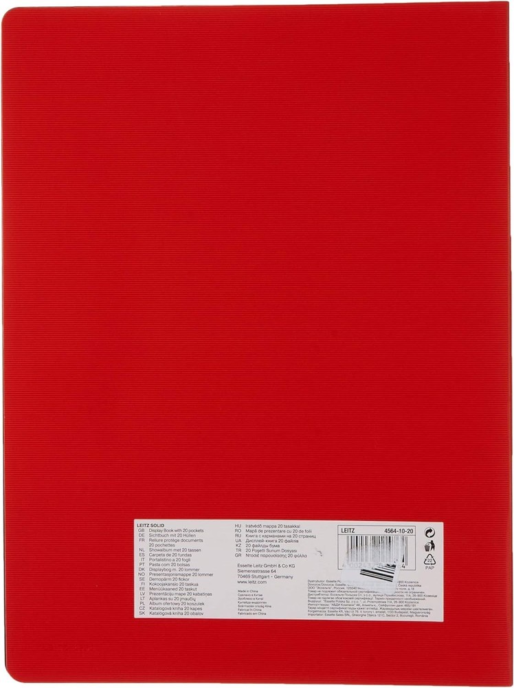 Leitz Solid Polypropylene A4 Display Book 20 Hüllen Light red