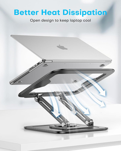 Adjustable Laptop Stand, Computer Stand with 360 Rotating Base, Classic Black