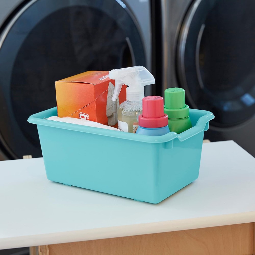 ECR4Kids Scoop Front Storage Bins, Multipurpose Organization, Seafoam