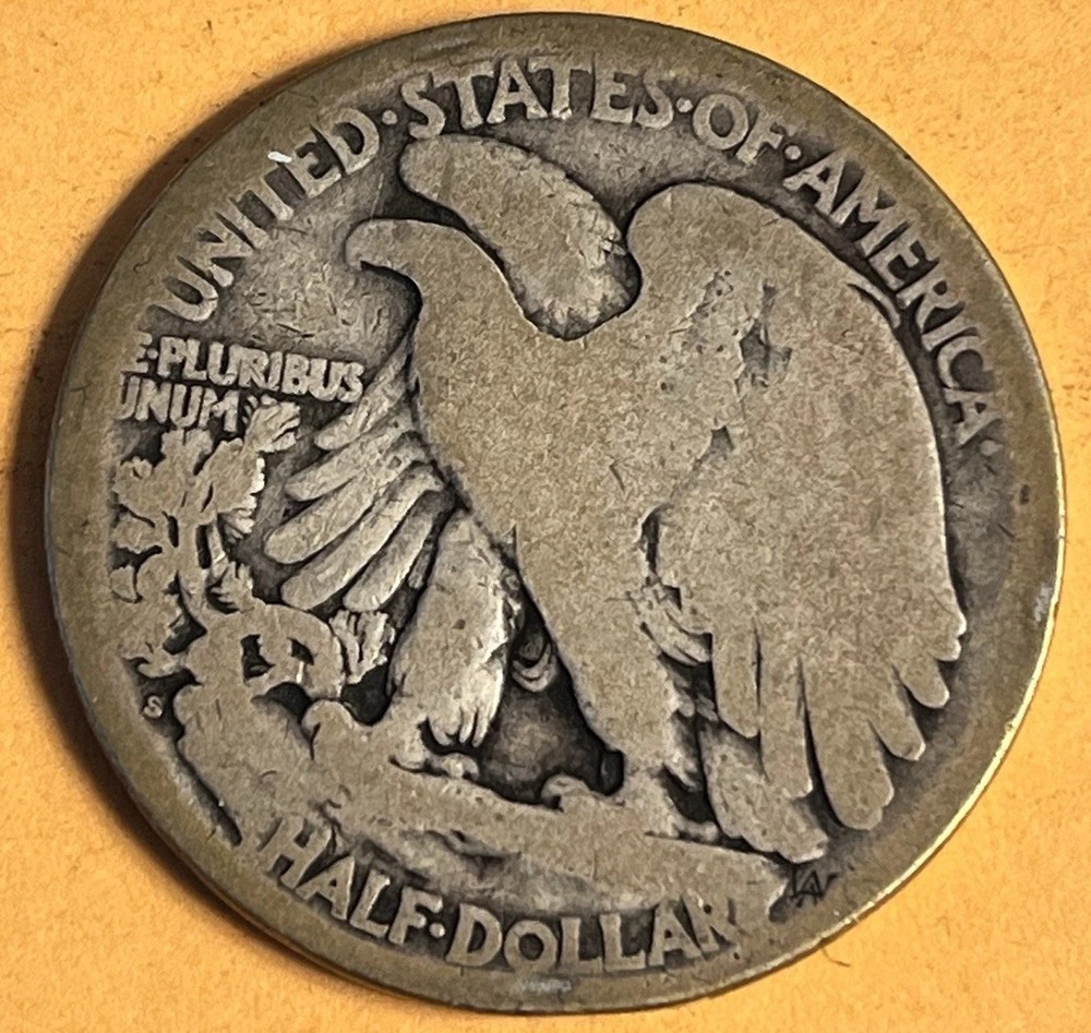 1917-S Reverse Mint Mark Silver Walking Liberty Half Dollar