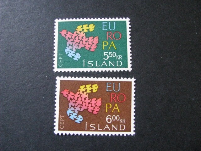 Iceland Stamp Set Scott # 340-341 Never Hinged Unused...