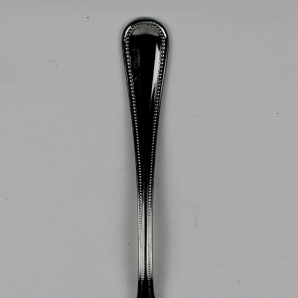 Wallace Silver Regal Pearl Pattern Cold Meat Serving Fork Beaded Front/Back Good