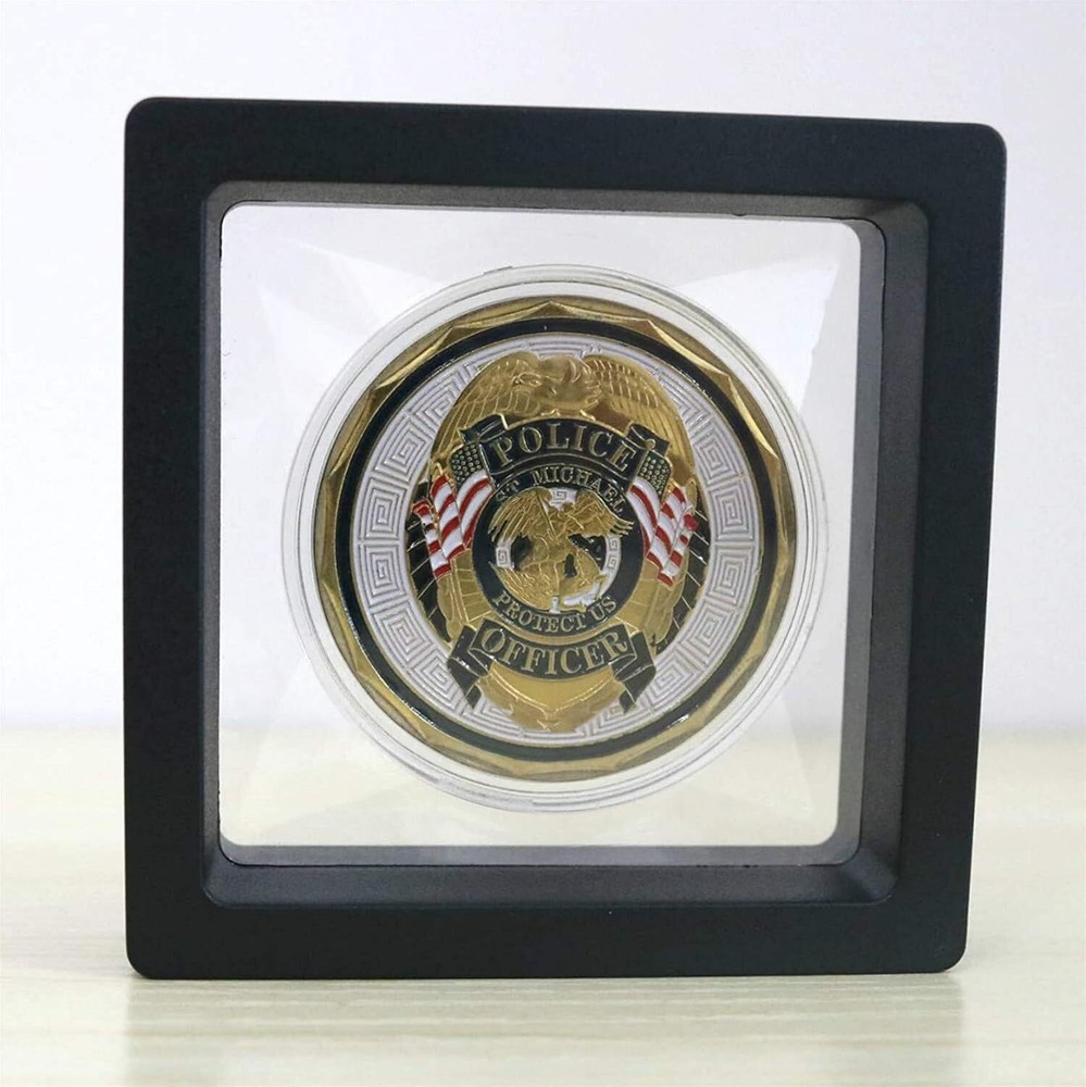 Challenge Coin Holder, Single Coin Display Case, 3D Floating Clear Frame with Fe