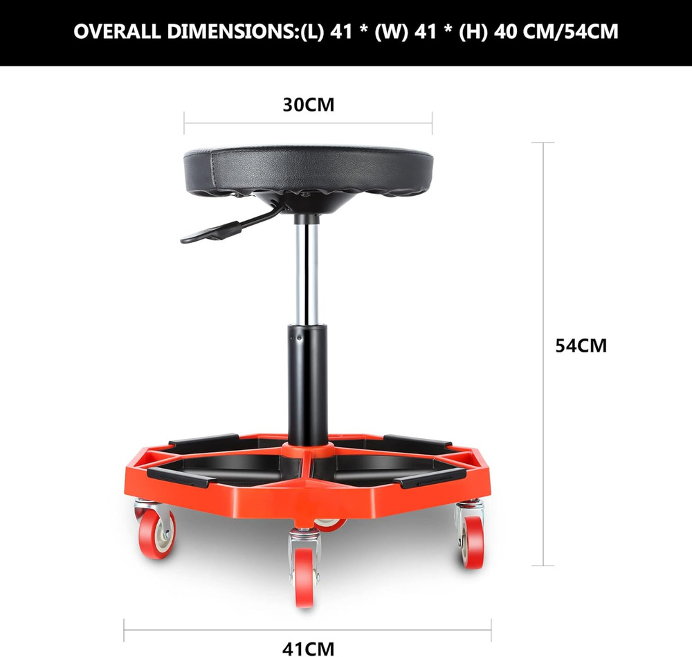 TOOLS-00253 Adjustable Height Pneumatic Garage Seat Rolling Mechanic Stool with