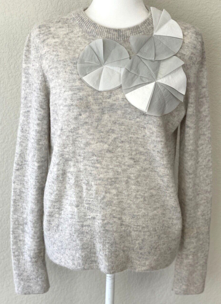 COS Embellished Pullover Sweater Alpaca Wool Blend Wms Sz M Gray/Beige EUC