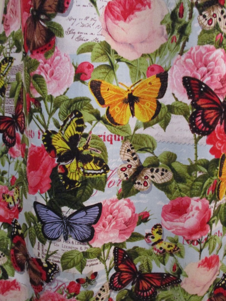 HANDMADE BIB APRON ROSES AND BUTTERFLIES