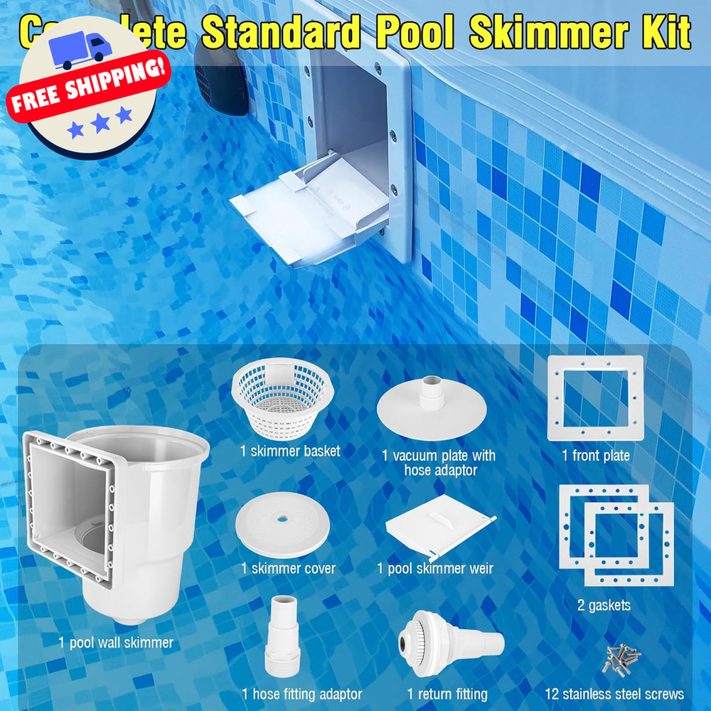 Pool Skimmer Kit Above Ground Standard Thru Wall Complete White Box System