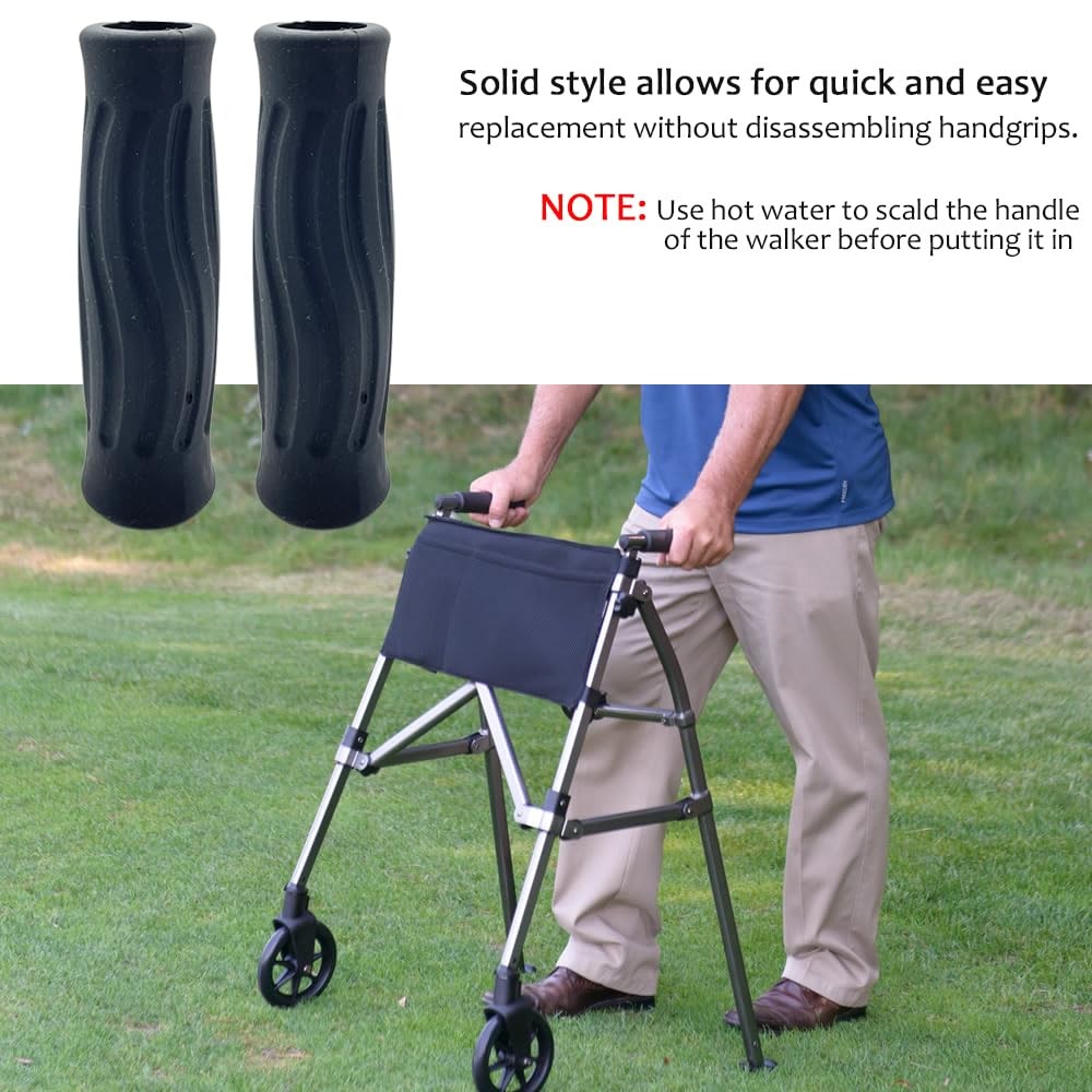Rollator Hand Grips Replacement for Elderly & Disabled - Rolling Black-A