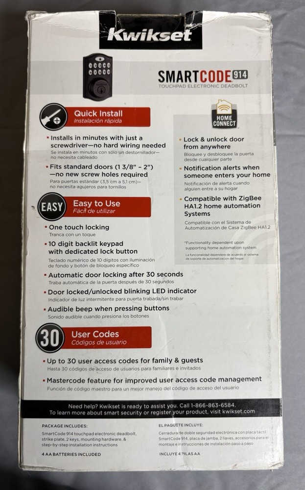 New Kwikset Smart Code 914 Touchpad Electronic Deadbolt