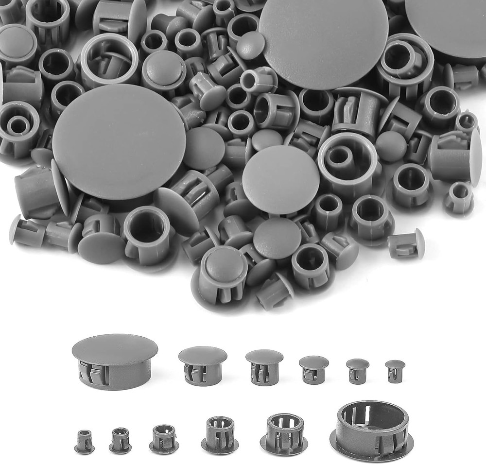 6 Sizes Plastic Hole Plugs, Assorted Flush Type Hole Plugs Locking Insert End Ca